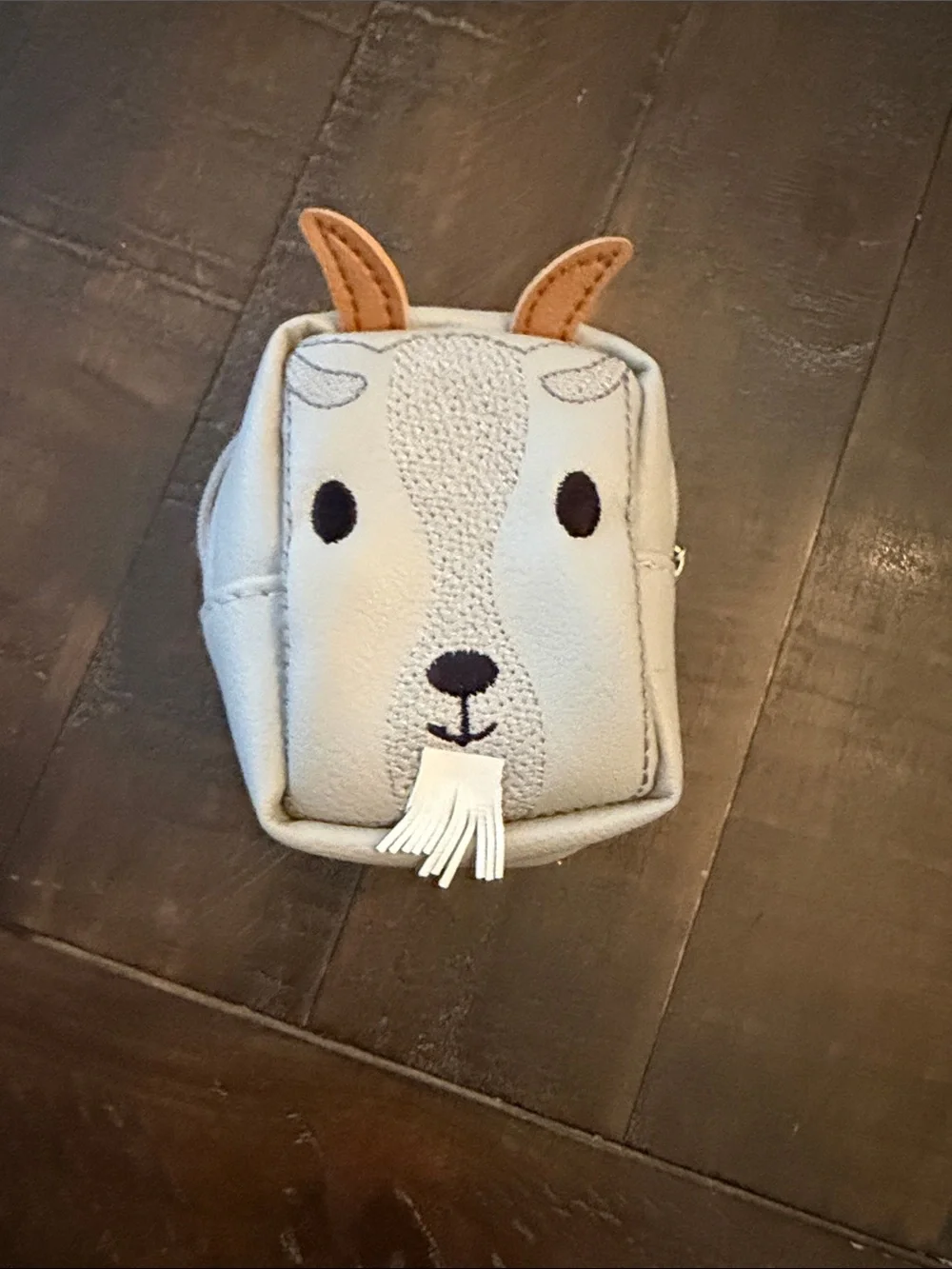 Kids Gray Goat Coin Purse with Tassel Detail